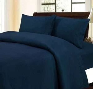 1000 Thread Count TC 100% Egyptian Cotton DUVET Set FULL / QUEEN Navy Solid - Picture 1 of 1
