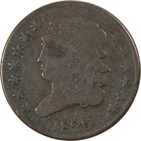 1826 Classic Head Half Cent VG Very Good Copper Penny SKU:CPC2641 Cover