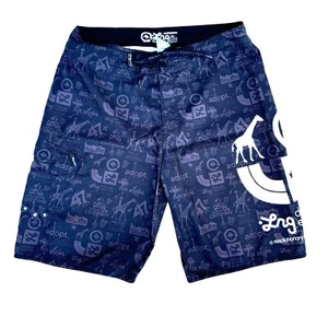 Lrg Herren Gr. 34 Schwimmen Surfen Strand Boardshorts Giraffendruck graue Krawatte Taschen vorne - Bild 1 von 18