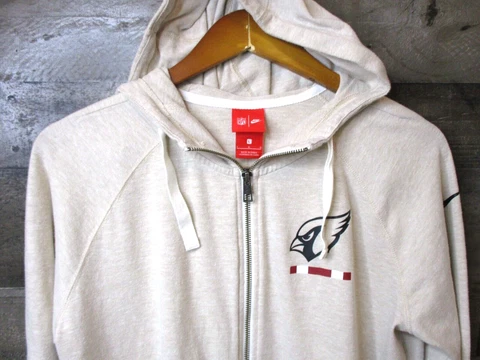 Arizona Cardinals Hoodie Mens Large Beige Full Zip Sweatshirt Lightweight NFL Cover