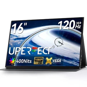 UPERFECT 16" IPS Tragbarer Monitor USB C Monitor Full HD Gaming Bildschirm - Afbeelding 1 van 7