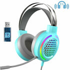 Stereo Gaming Headset With Microphone Usb Wired 7.1 Surround Sound Rgb Led Soft