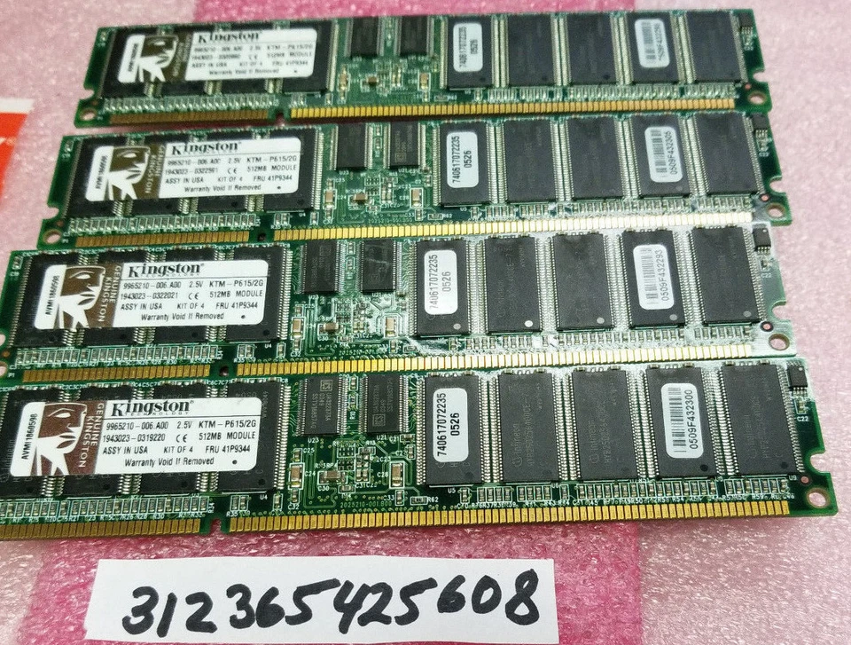 Kingston Kit 2GB=   4X 512MB PC2100 DDR-266MHz ECC  208PIN  KTM-P615/2G - Image 1 of 1