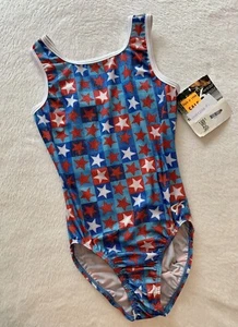 Nuevo GK Elite STAR SPARKLE Gimnasia LEOTARDO Rojo Blanco y Azul BRILLANTE Tanque AL - Imagen 1 de 4