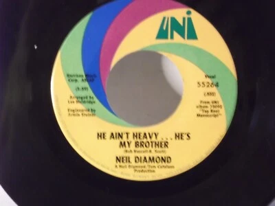 Neil Diamond,UNI 55264"He Ain't Heavy...He's My Brother"US,7" 45,1972 hit,Mint - Image 1 of 2