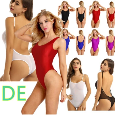 DE^Damen Badeanzug Body Rückenfrei Bodysuit High Cut Stringbody Leotard Bikini - Bild 1 von 2