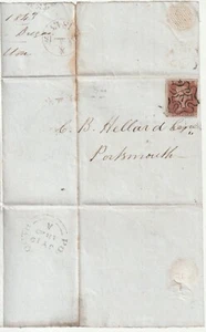 1843 LONDON =7= IN MALTESE CROSS 3 MARGIN 1d IMPERF WRAPPER C HELLARD PORTSMOUTH - Picture 1 of 3
