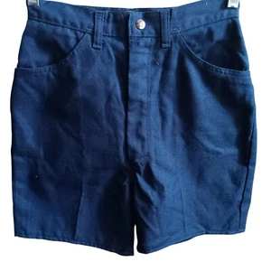 26" Vintage 1960's Navy Blue High-Waisted Twill Shorts Talon Zipper JC Penney - Picture 1 of 5