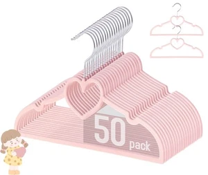 Kids Velvet Hangers (12.8 Inch - 50 Pack), Non-Slip Baby Clothes Hangers for ... - Picture 1 of 8