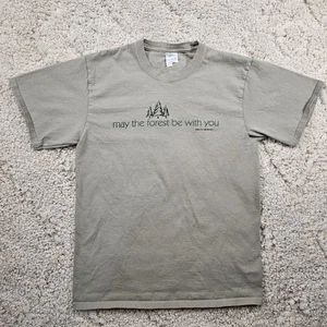 Vintage May The Forest Be With You T-Shirt Herren Größe M Grün Y2K Natur Wandern - Bild 1 von 10