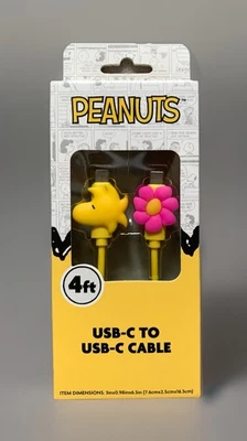 NEW Peanuts Woodstock and Flower 4ft USB-C to USB-C Electronics Charging Cable - Image 1 of 4