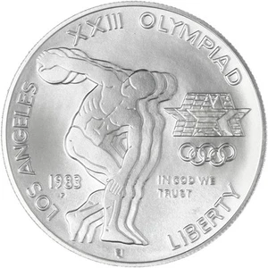 1983 P Los Angeles Olympics BU Commemorative 90% Silver Dollar See Pics D858 - Picture 1 of 3