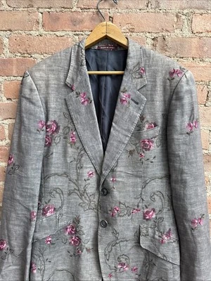 Chaqueta bordada vintage Paul Smith para hombre, talla 40, rosas sobre lino/rayón Italia Foto 1 de 4