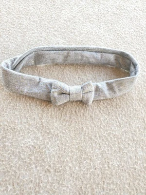 Newborn Baby Girl Grey Sparkly Headband Elastic Soft Headband With Bow - Image 1 of 4
