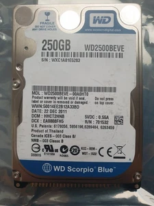 Western Digital 250GB WD2500BEVE-00A0HT0 2.5" IDE HARD DRIVE WD - DCM: HHCT2HNB - Picture 1 of 1