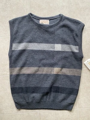 Vintage Pendleton Mens 100% Wool Sweater Vest Gray Striped Made In USA NWT! 80’s - Image 1 of 4