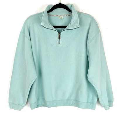Tommy Bahama Vintage Quarter-Zip Pullover Cotton 90s Coastal Y2K Mint M - Image 1 of 4