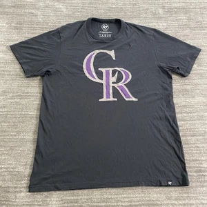 Camicia Colorado Rockies uomo media nera MLB baseball viola logo 47 marca - Foto 1 di 7