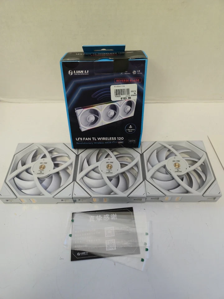 UNTESTED - FANS ONLY - Lian Li TL Wireless 120 Reverse Blade - White - 3 Pack - Image 1 of 4