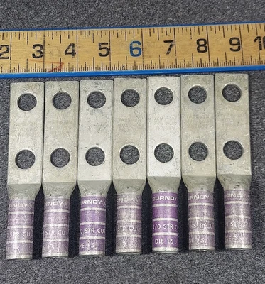 7 Each Burndy YA282N Hylug Connector 4/0 2-Hole Long 1/2" - Image 1 of 4