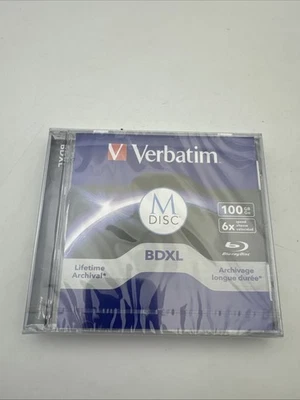 M DISC VERBATIM BDXL 100GB 6X TRIPLE LAYER Branded Logo JEWEL CASE - 1 pack - Image 1 of 2