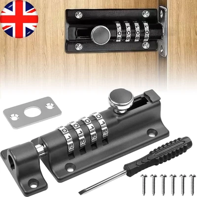 Keyless 4 Digit Combination Slide Lock Security Bolt Padlock With Security Screw - Image 1 of 4