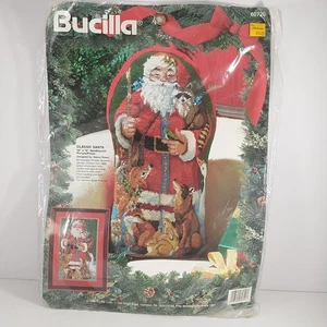 Vintage Bucilla Needlepoint Christmas Picture Pillow Kit CLASSIC SANTA 60720 - Picture 1 of 3