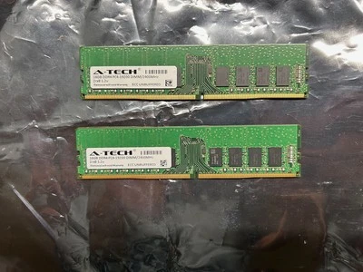 A-Tech 32GB 2x 16GB 2Rx8 PC4-19200R DDR4 2400MHz ECC REG RDIMM Server Memory RAM - Image 1 of 2