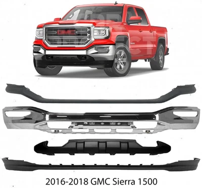 Front Bumper Chrome Face Bar & Air Dam Kit For 2016-2018 GMC Sierra 1500 - Image 1 of 4