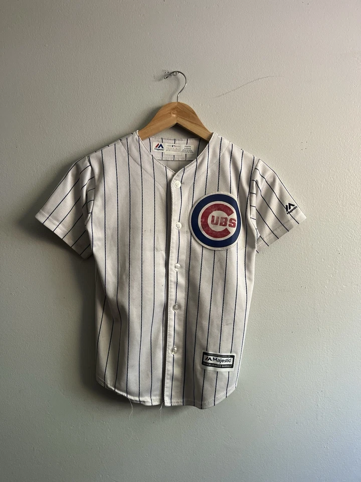 Majestic Chicago Cubs Anthony Rizzo #44 MLB White Jersey Youth Kids Size Small 8 - Image 1 of 4