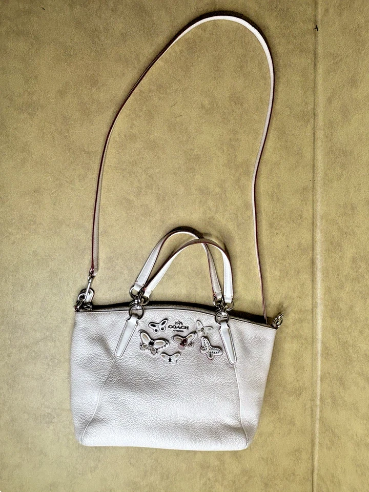 Bolso Bandolera Coach Kelsey F59354 Mariposas Marfil Hueso Tiza Cuero Foto 1 de 4