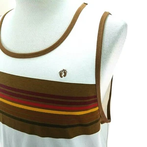 HANG TEN Tank Top cremefarben mehrstreifen genäht Logo Surfen Strand Herren schmale Passform NEU * - Bild 1 von 9