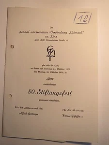 Linz - pc collegamento Ostmark - invito 1970 - 80. Festa della Fondazione / Studentika - Foto 1 di 1