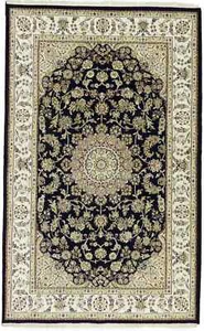 Indo Nain Oriental Rug Handmade Wool Carpet Blue Floral Classic Design 5X7 ft - Picture 1 of 17
