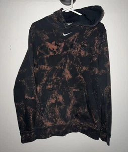 Vintage Nike Center Check Swoosh Hoodie Black Travis Scott Tie Dye Rare - Picture 1 of 8