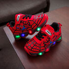 Kids Boys Led Spiderman Shoe Children Athletic Sneakers Flashing Shining Trainer