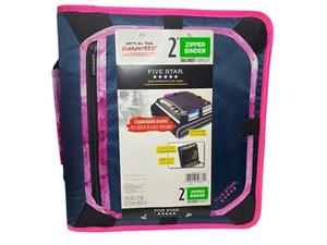2" Sewn Zipper Binder with Expansion Black/Pink - Five Star Trapper - Picture 1 of 5