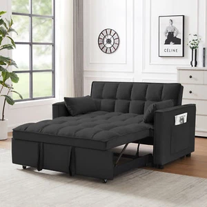 Modern Velvet Loveseat Futon Sofa Couch w/Pullout Bed,Small Love Seat Lounge - Picture 1 of 12