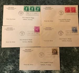 884-888 FAMOUS AMERICANS 5 FDCs Complete set of American Artists from 1940 - Picture 1 of 1