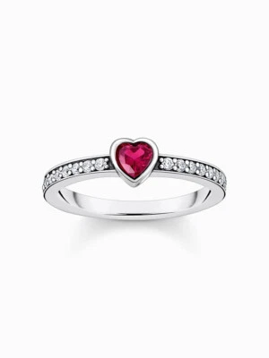 Thomas Sabo TR2448-640-10-54 Anello solitario in argento con pietra rossa + z... - Immagine 1 di 4
