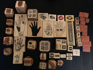 50+ Assorted Rubber Stamps Hands, Signs, Shapes, Cubes - Picture 1 of 10