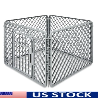 Cerca de ejercicio de plástico para corralitos de 4 paneles para mascotas con puerta interior exterior EE. UU. Foto 1 de 4