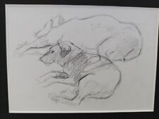 Audrey Lanceman (1931-) 20thC Graphite Sketch 1980s sleeping labrador dogs
