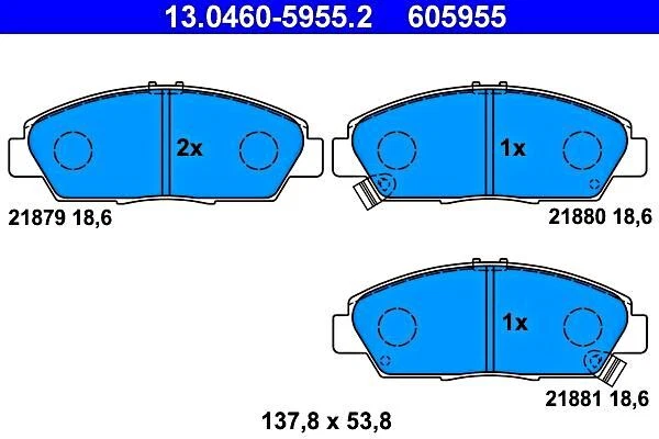 ATE Disc Brake Pad Set For HONDA ROVER Accord V Prelude IV 600 GBP90330AF - Image 1 of 2