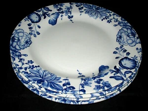 4 CHURCHILL BUTTERFLIES & BLOOMS Dinner plates  BLUE FLORAL10 5/8 HTF  - Picture 1 of 3