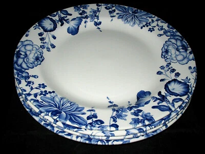 4 CHURCHILL BUTTERFLIES & BLOOMS Dinner plates  BLUE FLORAL10 5/8 HTF  - Image 1 of 3