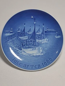 1966 Bing Grondahl Copenhagen Porzellan Weihnachtsteller "Jule Aften" Boot - Bild 1 von 5
