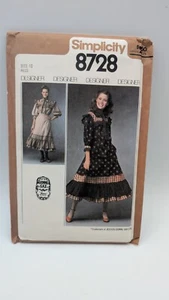 SIMPLICITY #8728 Ladies GUNNE SAX UNCUT Cottagecore Dress Pattern Size 12 Miss - Picture 1 of 6