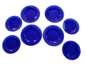 8 Stück Bormioli Rocco France Rivage Kobaltblau Glas Abendessen Salat Dessert Teller - Bild 1 von 7