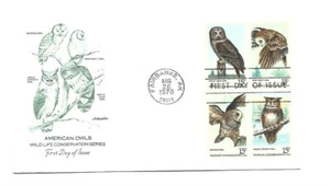 1760-63 American Owls, Artmaster block of 4 FDC - Picture 1 of 1